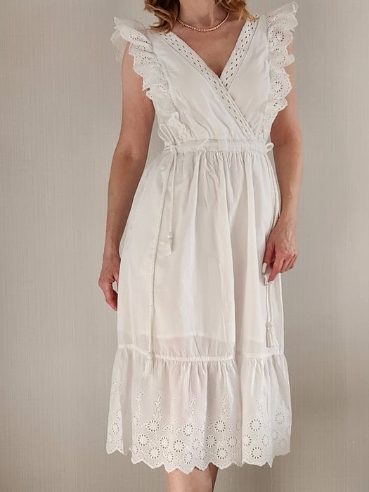 Белое платье миди Miss Selfridge прошва коттон