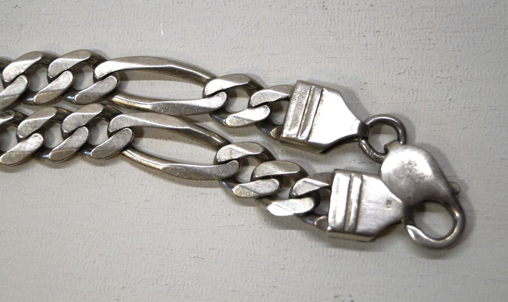 Srebrny łańcuszek FIGARO, próba 925. PRL