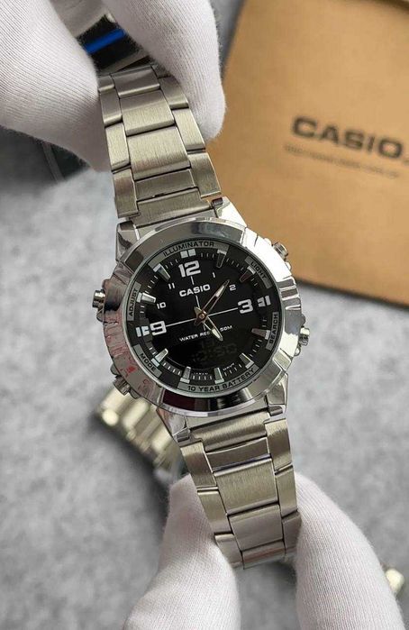 Годинник casio 870 silver black | часы мужские | касио годинник чоловічий | часы casio