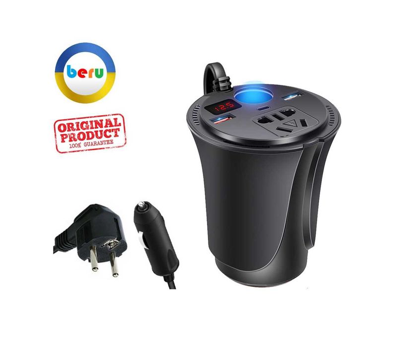 Інвертор "Glass-9C" 12-220v 150W Перетворювач напруги автомобільний