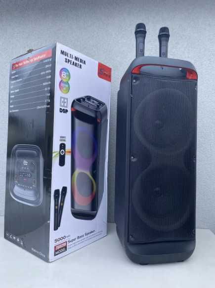 Большая колонка аккумуляторная с микрофоном для караоке портативная