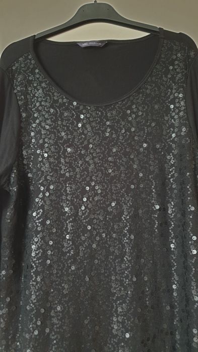 Sukienka mała czarna z cekinami XL 95% wiskoza