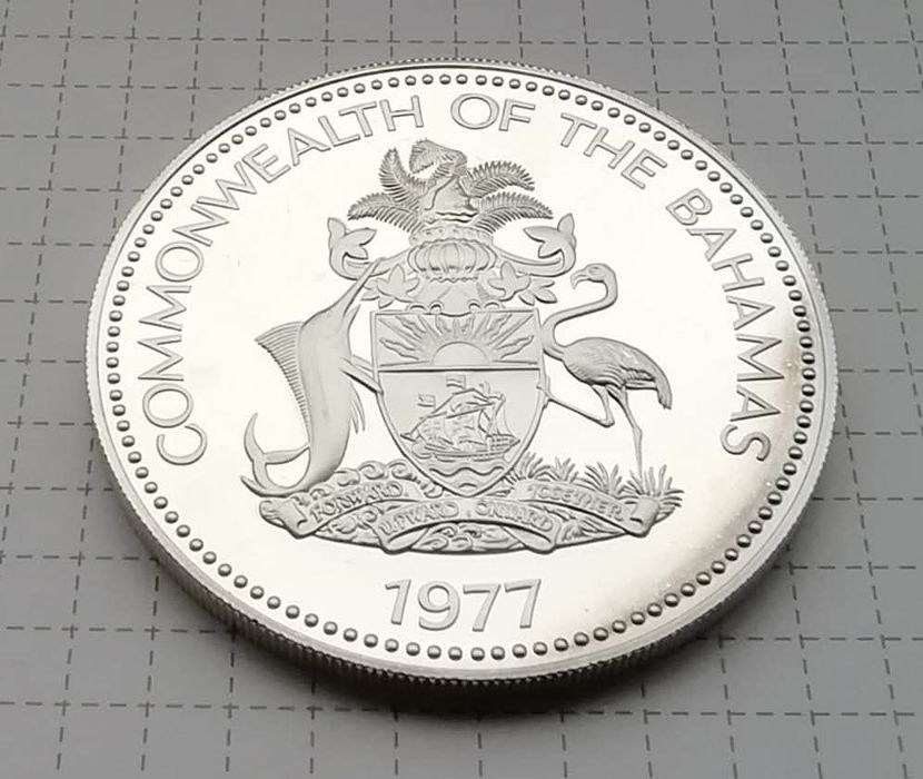 Багамські о-ви 10 $ 1977р. СРІБЛО. ПРУФ. Сертифікат. 49,1 грам