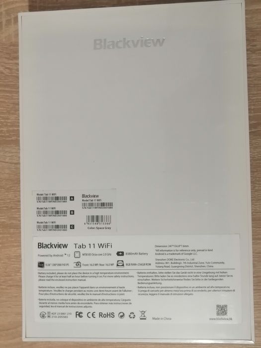 Планшет Blackview Tab 11 Wi-Fi. 8/256. Новый. +Чехол.  Global Version.