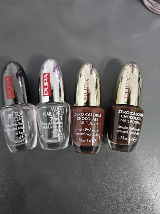 PUPA/lakiery czekoladowe+baza i żelowy top