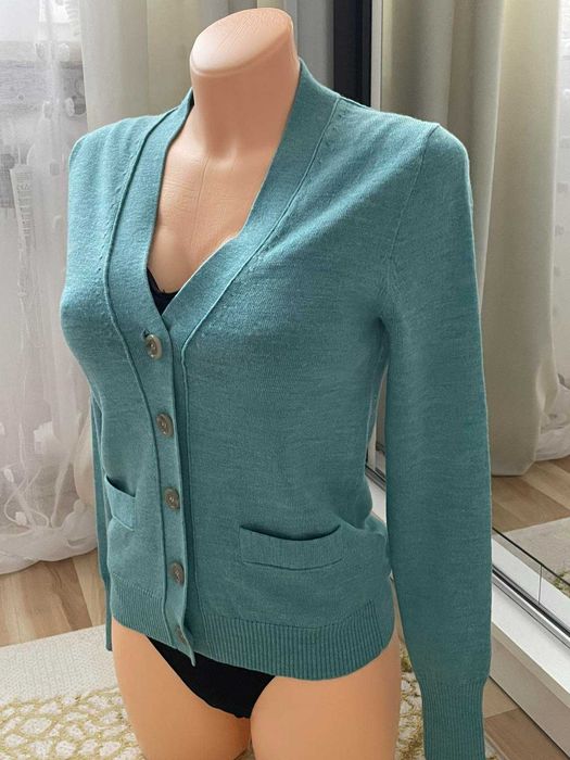 Krótki damski kardigan rozpinany sweter J.Crew wełna Merino r.XXS