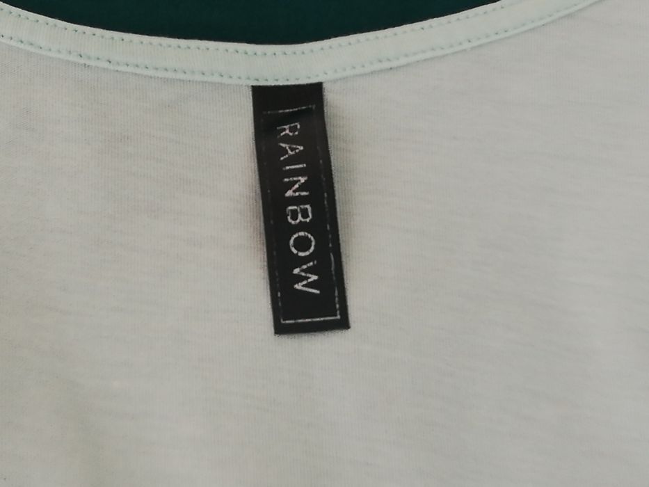 Top bluzka Bonprix Rainbow boho hippie przód a'la koronka kolor miętow