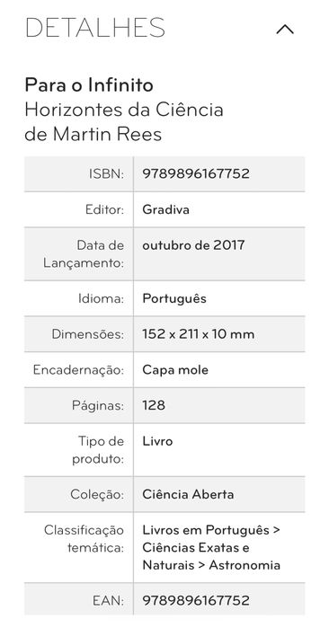 “Para o Infinito”, Martin Rees