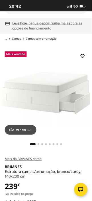 Vendo cama ikea com 4gavetas e estrado 150€ negociavel