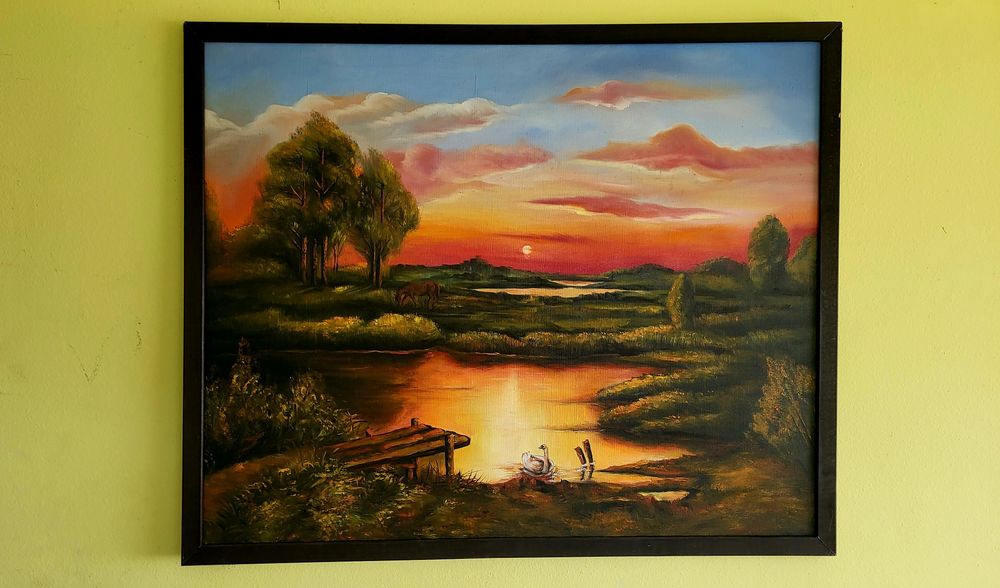 Duży obraz olejny malowany na płótnie