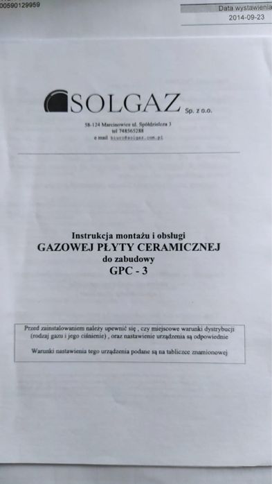 Płyta gazowa SOLGAZ