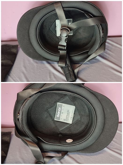 NOWY Kask jeździecki Horze Triton czarny z workiem - regulowany 52-54
