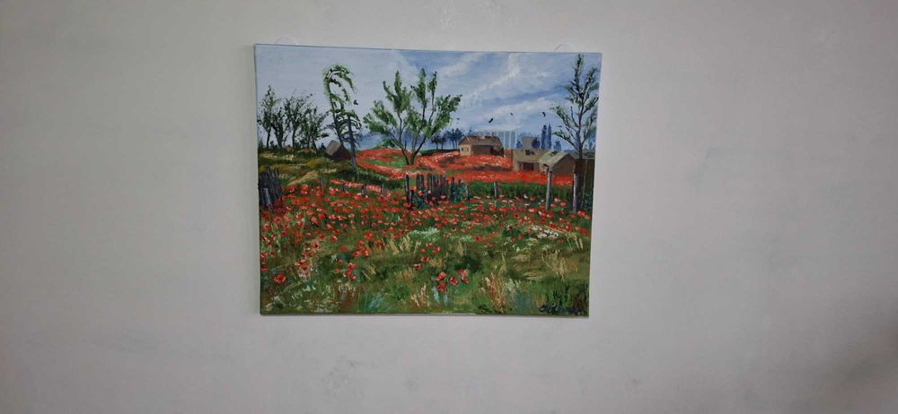 STALKER 2 : Поле червоних мрій Оригінальна олійна картина 50x40 см