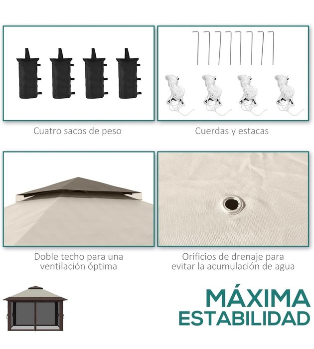 NOVO - Tenda Dobrável 4x4mts cor bege/castanho