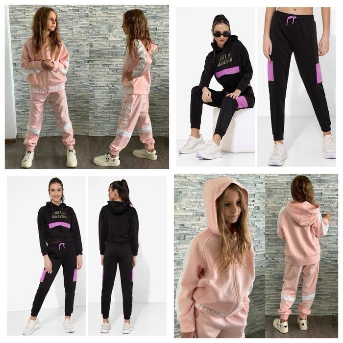 Гламурные спортивные костюмы худи и джоггеры ZARA Kids.