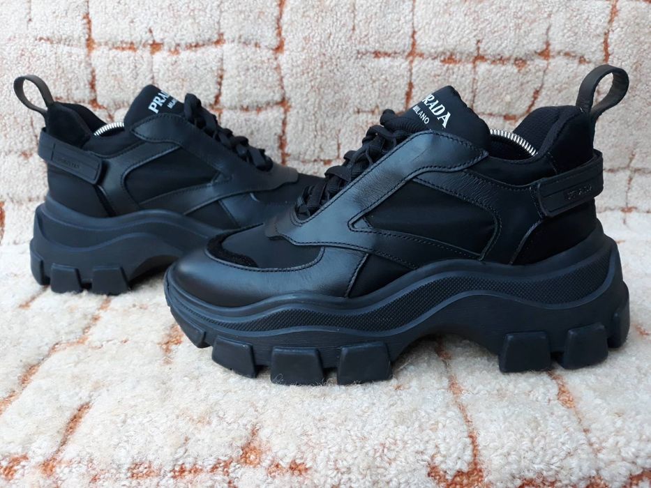 массивные  кроссовки Prada Block Chunky Sole Sneakers