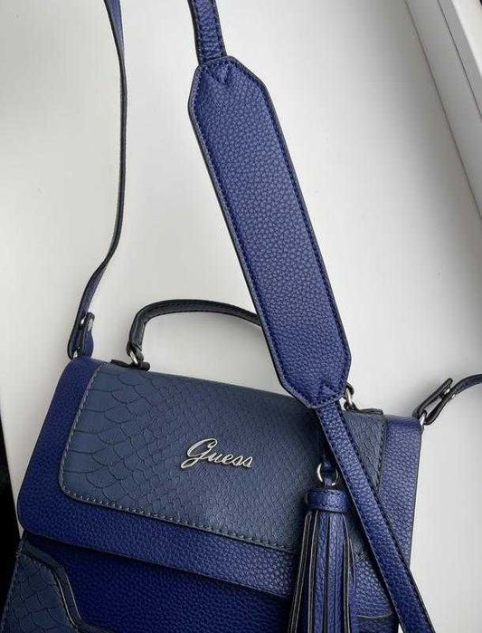 Стильна сумка крос-боді Guess оригінал через плече, синя, кросбоді