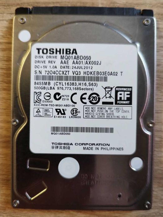Новий HDD на 500 ГБ - TOSHIBA MQ01ABD050