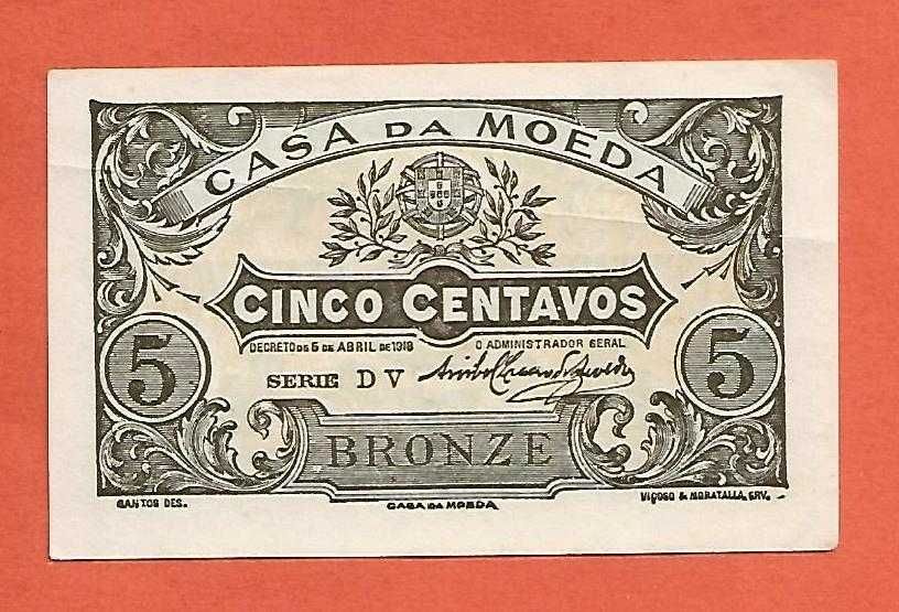 Cédula de 5 Centavos Casa da Moeda - Nova
