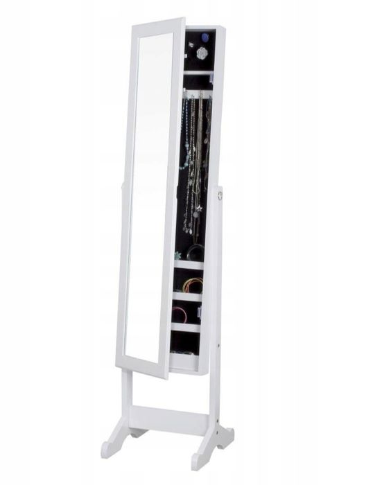 Lustro z pojemnikiem na biżuterię garderoba białe
