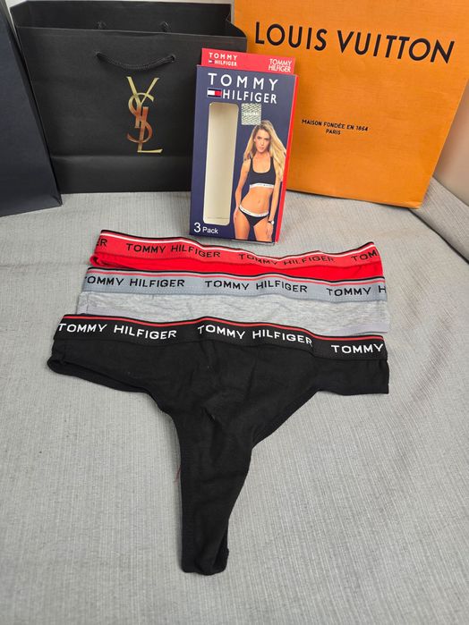 Damska bielizna 3pak Tommy TH stringi premium kolory