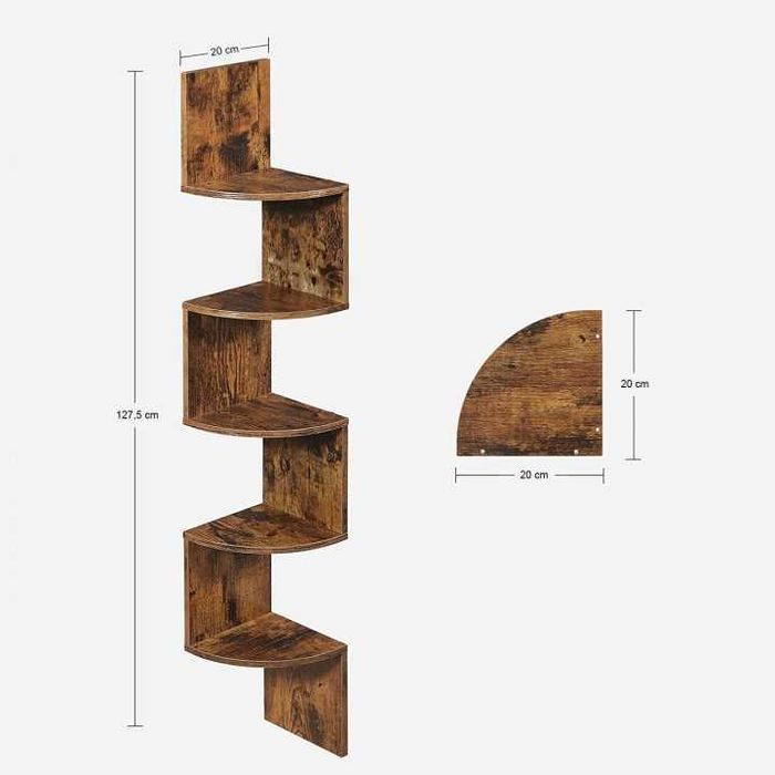 Półka NAROŻNA regał szafka wisząca 20x20x126 róg ścienny LOFT książki