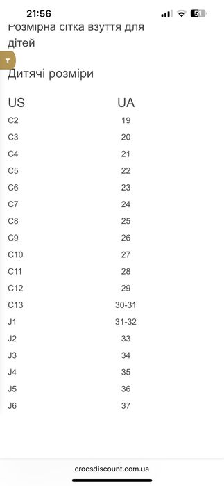 Крокси J2,crocs розмір 32-33