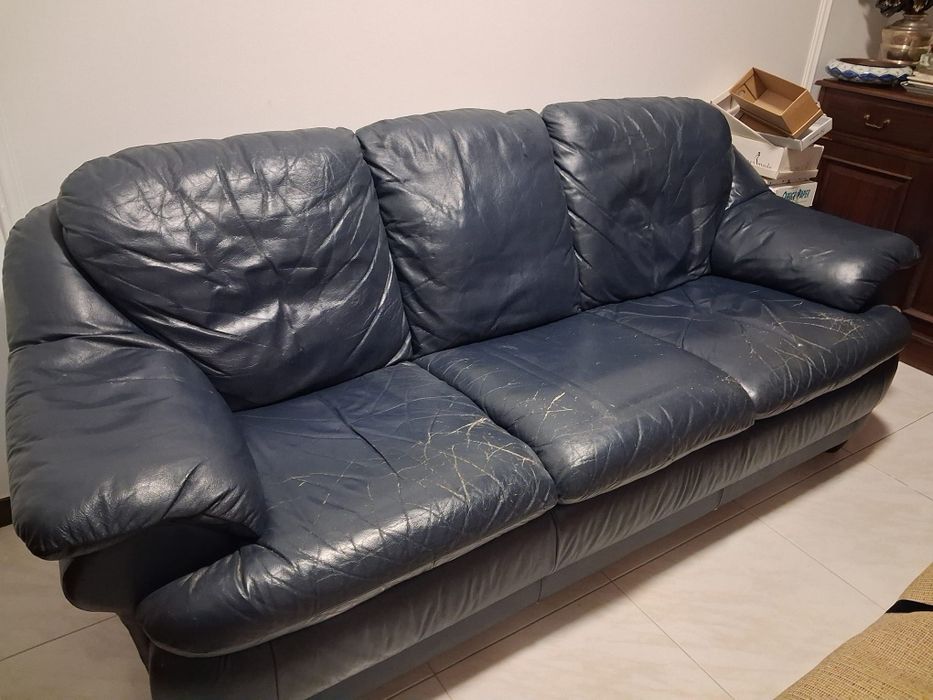 Sofá 3 lugares azul