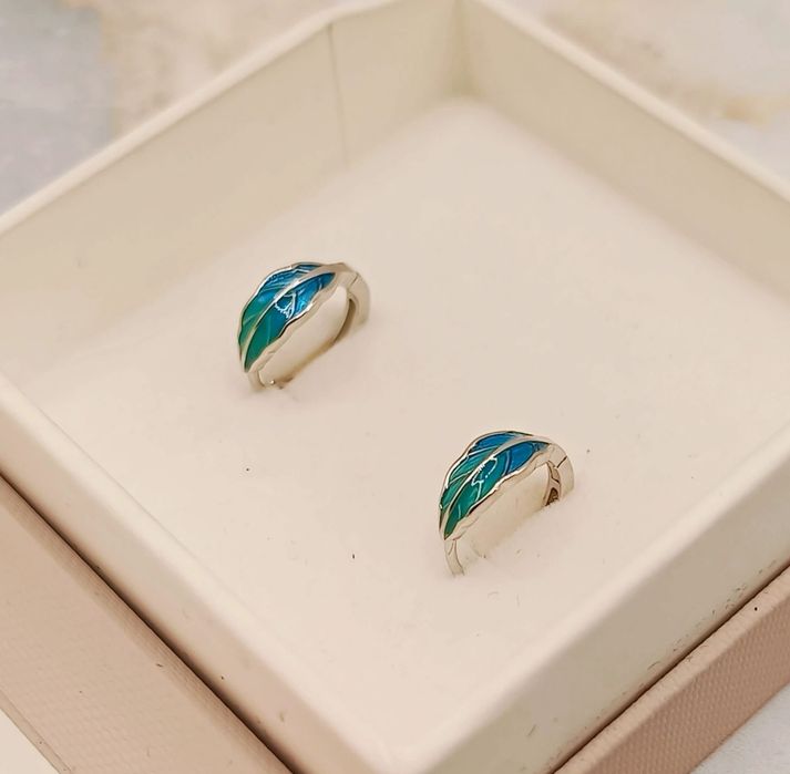 Subtelne Kolczyki Listki Kółeczka Platerowane  925