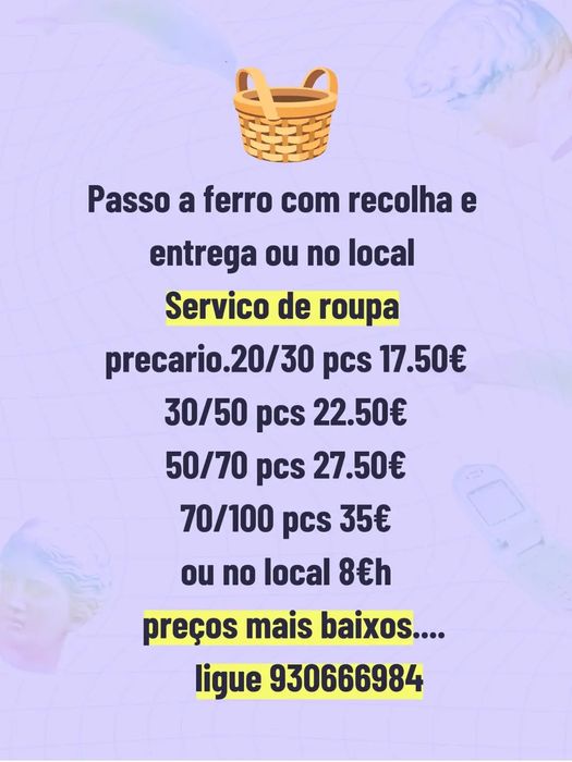 Passo a ferro com recolha e entrega