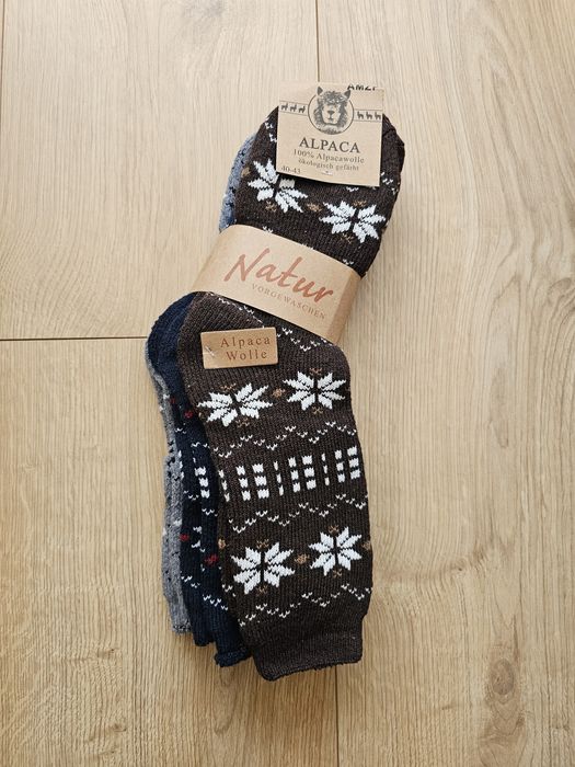 3 pary grubych skarpet 40-43 Alpaca wool