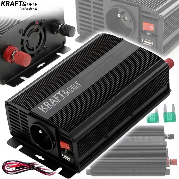 KRAFT&DELE Przetwornica Samochodowa Sinus 12v 230v 1000w Usb KD1256