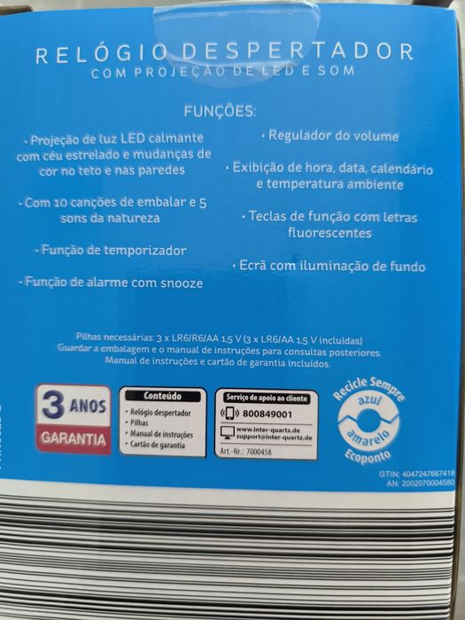 Despertador com projeção de led e som