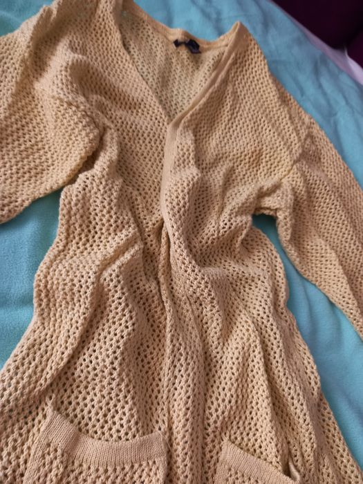 Kardigan roz M złota nitka