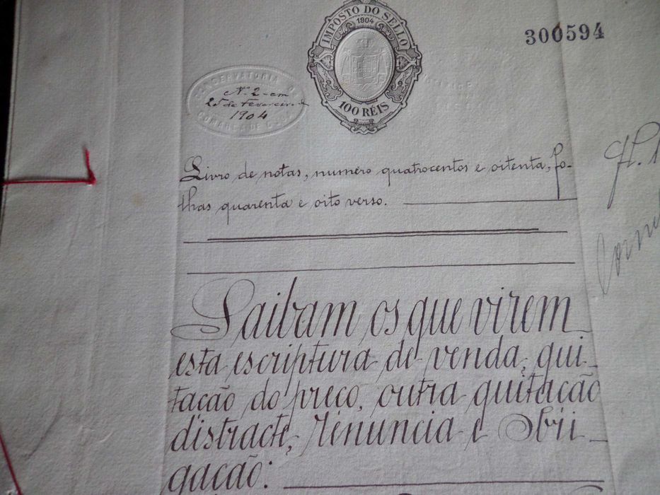 Documento / Manuscrito Selado    'Escritura' , ano  1904