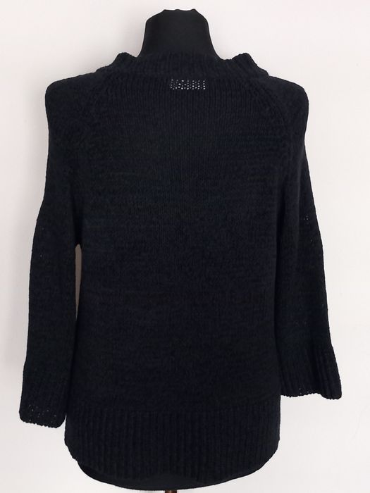 Czarny Kardigan/Sweter Dzianinowy Rozkloszowane Rękawy 3/4 jak Nowy