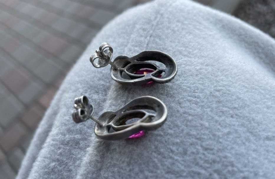 Сережки жіночі срібні 925 проба з великими камінцями