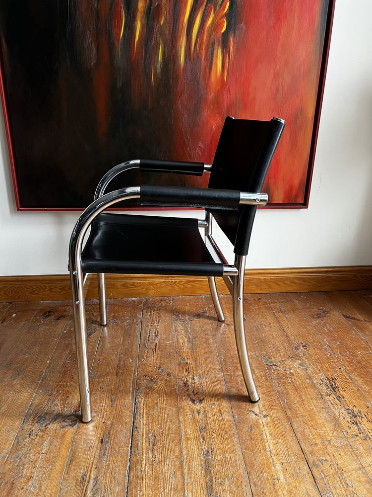 Italian Modern krzesło z lat 80-tych skóra 1 z 3 dostępnych