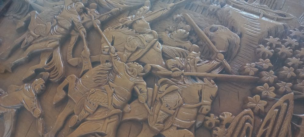 Mesa madeira trabalhada motivos japão