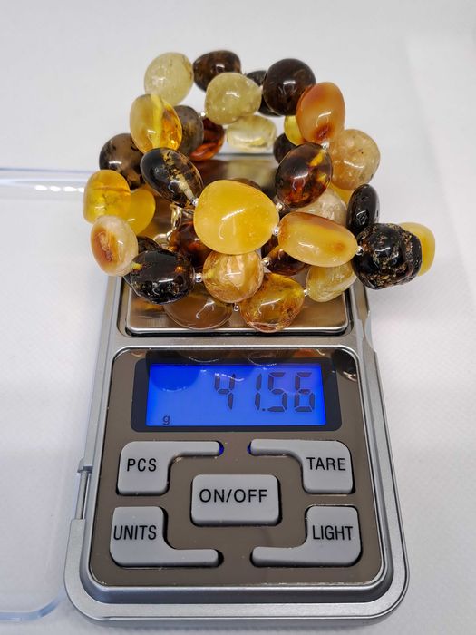 Korale z bursztynu, bursztyn bałtycki bryłki naturalne #293
