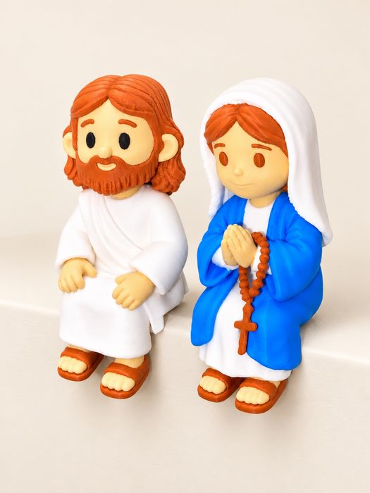 Jesus e Maria sentados — Conjunto decorativo