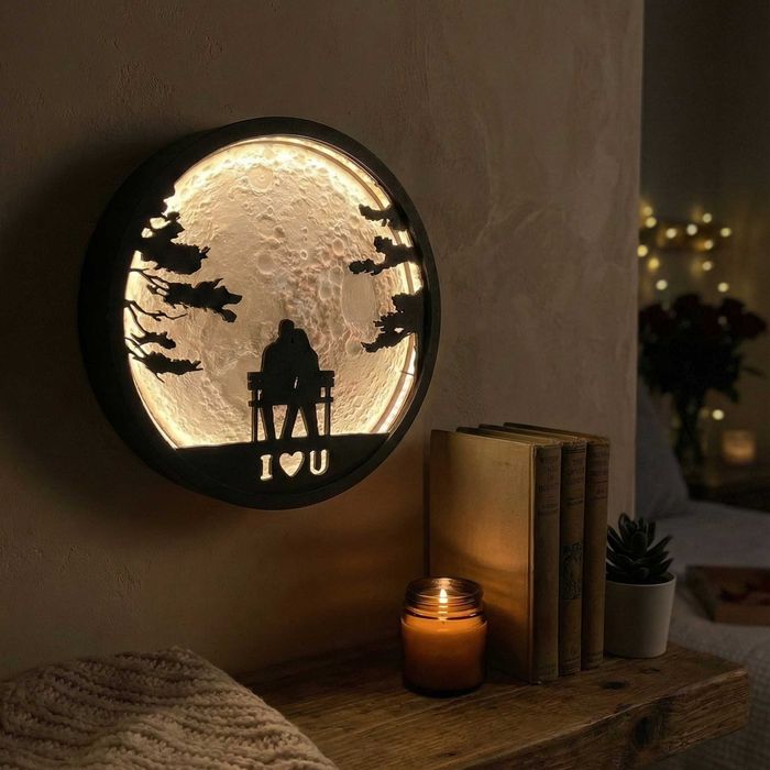 Lampka Walentynkowa LED 3D - TWÓJ NAPIS - Rękodzieło RGB 17cm