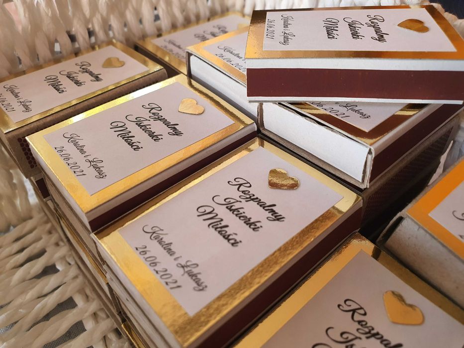 Personalizowane zapałki do zimnych ogni, iskierek miłosci, wesle