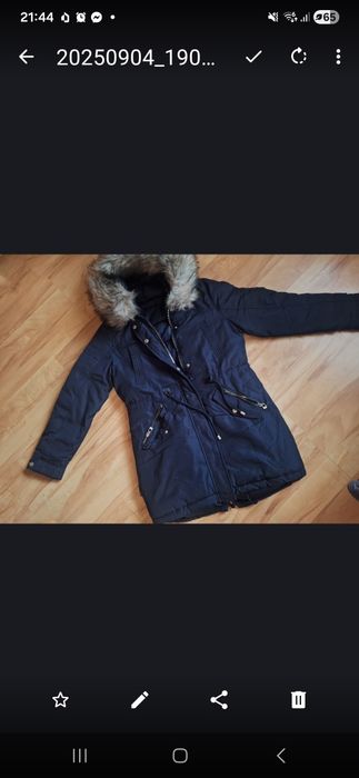 Parka zimowa damska s m granatowa