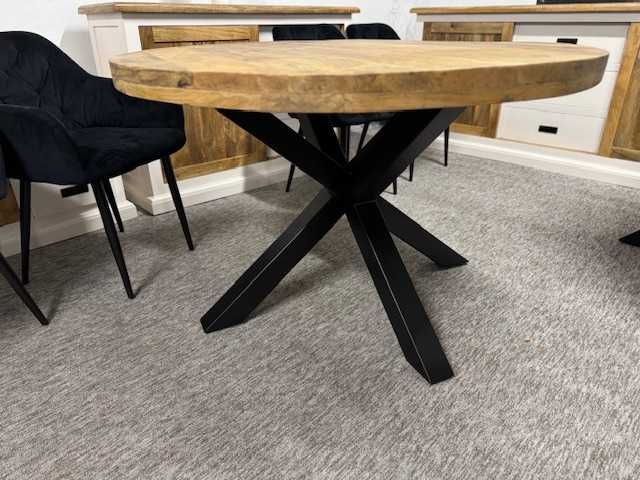 Piękny okrągły stół 120cm średnicy drzewo mango styl LOFT NOWY F-Vat