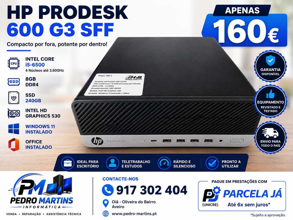 HP ProDesk 600 G3 SFF | Intel Core i5 | SSD | Windows 11 | Garantia