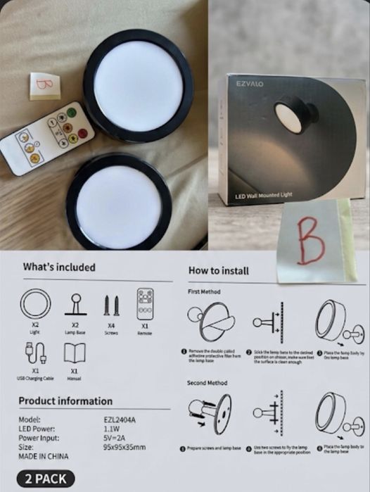 EZVALO LED Wall Mounted Light (2-Pack)