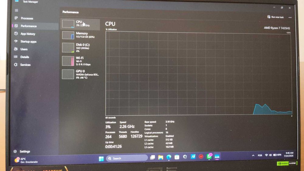 Portátil ASUS tuf gaming a15