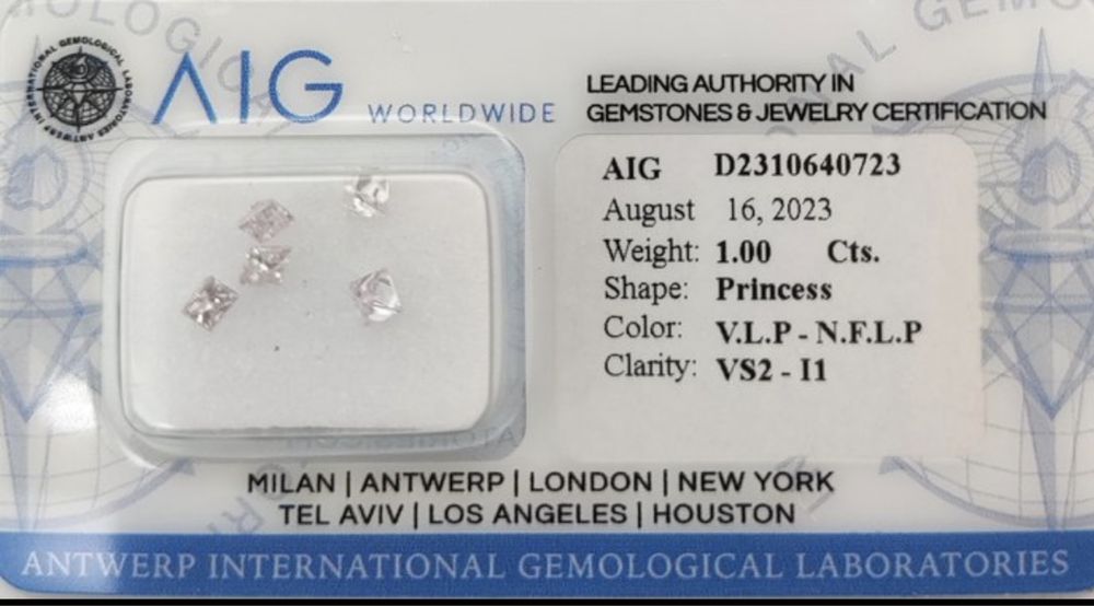 5 pcs Diamantes - 1.00 ct - Princesa - Pink -