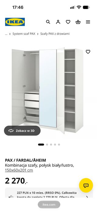 Szafa ikea z lustrem